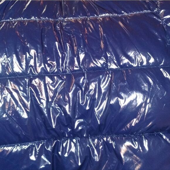 New Navy Blue & Silver Vegan Puffer Jacket Quilted LA Coalition-NWT - Picture 8 of 14